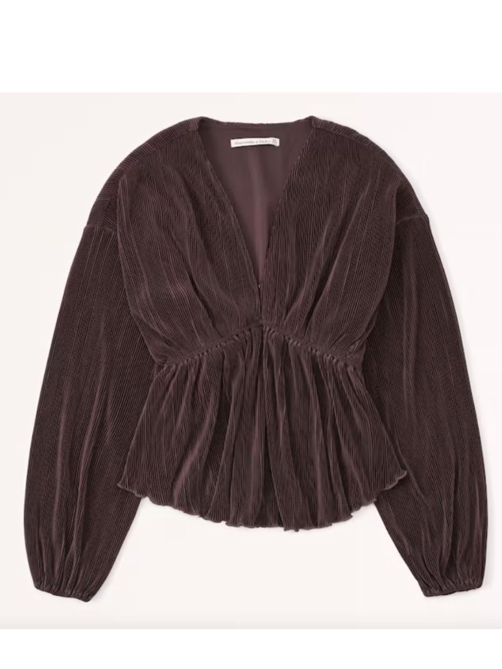 Abercrombie & Fitch Women's Brown Pleated V-Neck Blouse